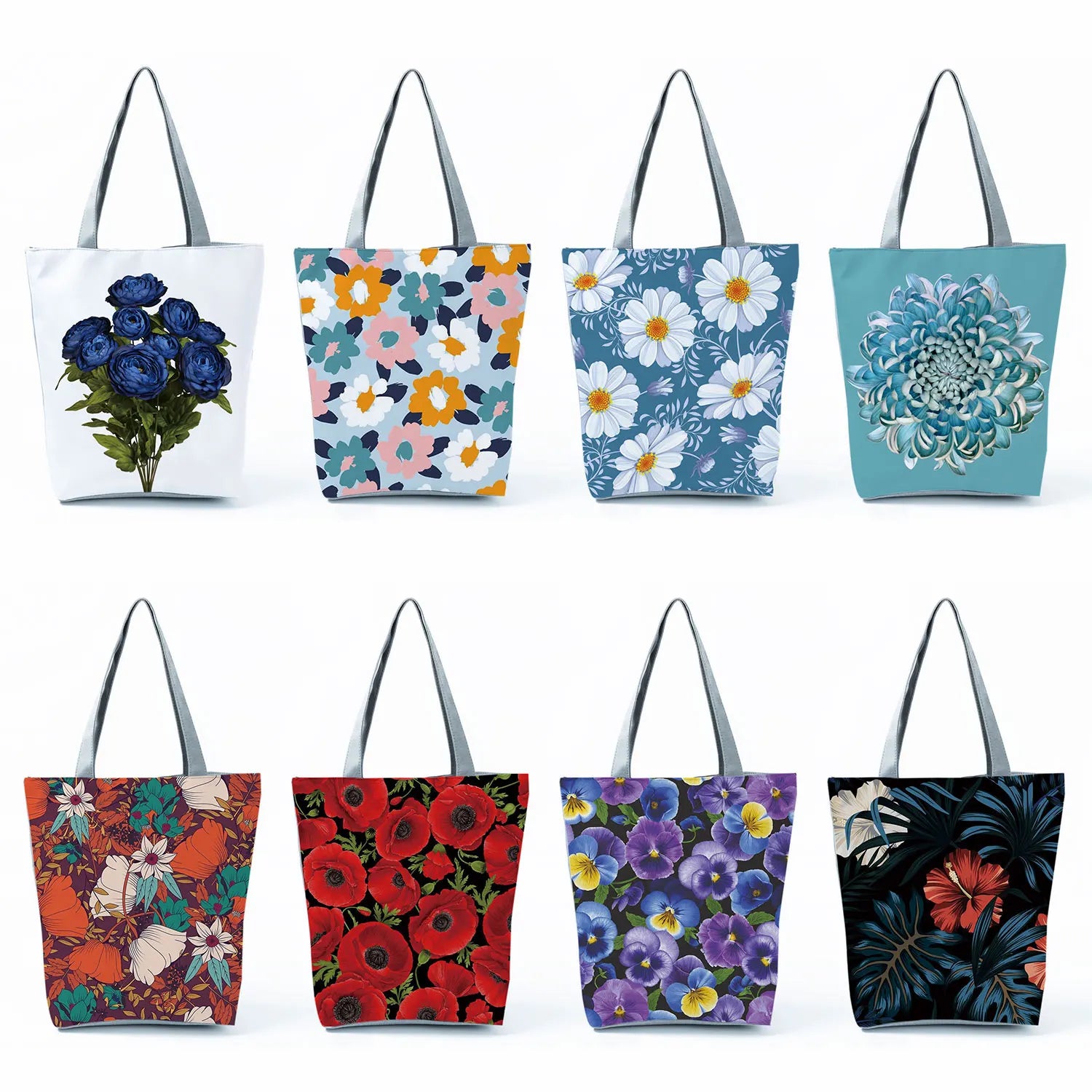 Floral Print Tote Bag for Women High Capacity Travel Beach Outdoor