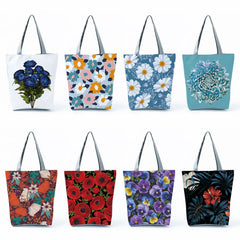 Floral Print Tote Bag for Women High Capacity Travel Beach Outdoor