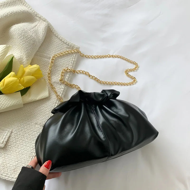 Pleated Cloud Bag Chains Shoulder Bag Crossbody Handbag