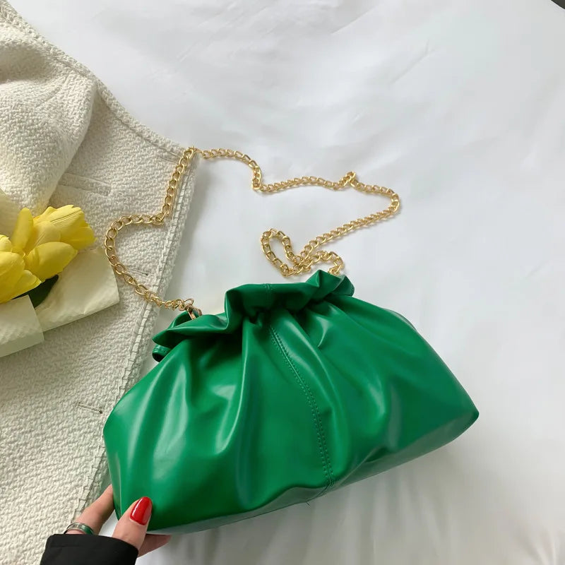 Pleated Cloud Bag Chains Shoulder Bag Crossbody Handbag