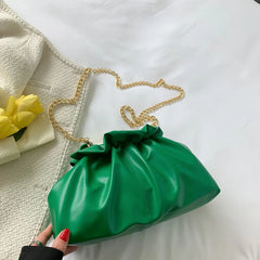 Pleated Cloud Bag Chains Shoulder Bag Crossbody Handbag