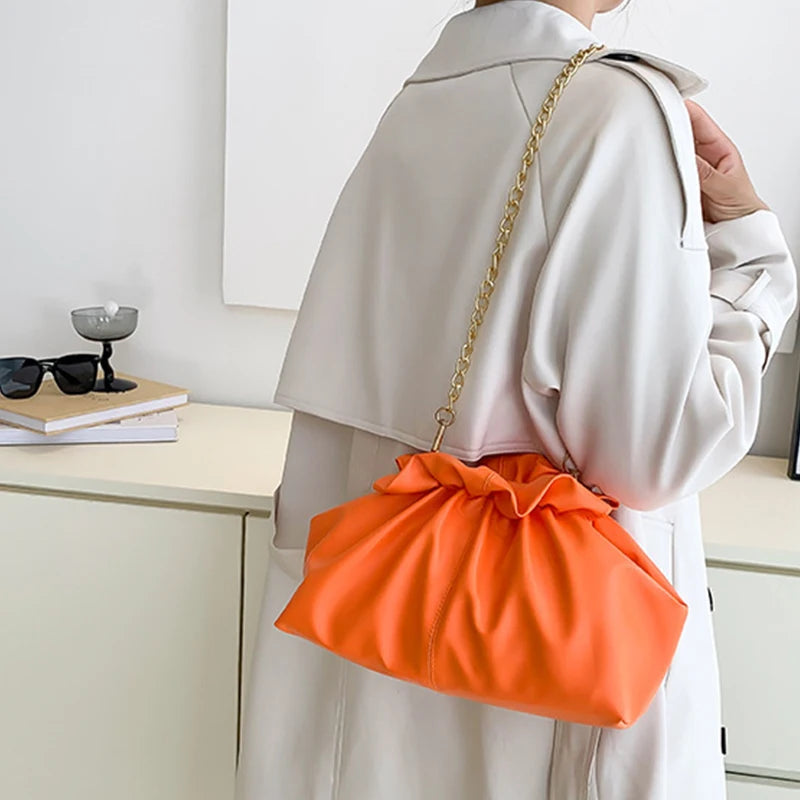 Pleated Cloud Bag Chains Shoulder Bag Crossbody Handbag