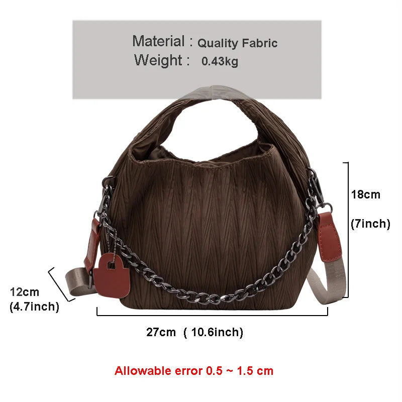 Pleated Handbag Chain Lady Shoulder Bags Shopping Pack Crossbody Bag