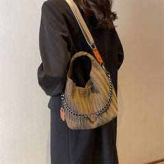Pleated Handbag Chain Lady Shoulder Bags Shopping Pack Crossbody Bag