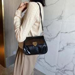 Pleated Ladies Handbags Shoulder Bags Heart Hasp Purse for Women Female