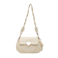 Pleated Ladies Handbags Shoulder Bags Heart Hasp Purse for Women Female