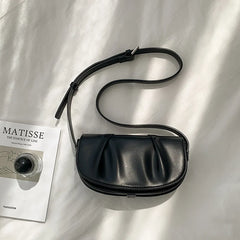 Pleated Versatile Messenger Solid Small Shoulder Women's Casual Phone Flap Bag