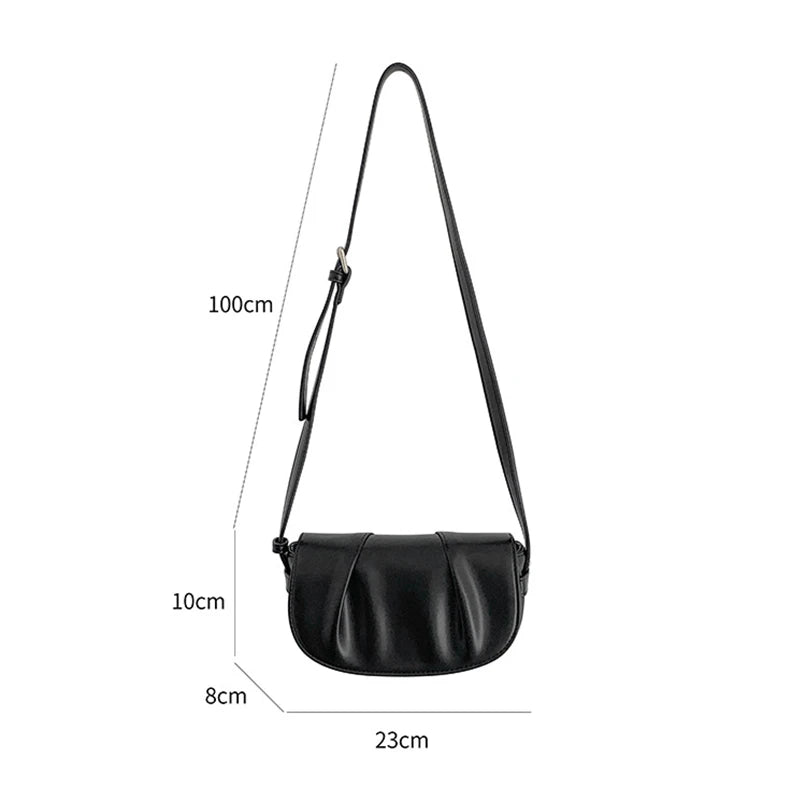 Pleated Versatile Messenger Solid Small Shoulder Women's Casual Phone Flap Bag