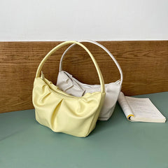 Pleated Women Underarm Bag Soft PU Leather Ladies Shoulder Bags Ruched Female