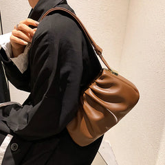 Pleated Women's Shoulder Bag Autumn Office Purse Handbags