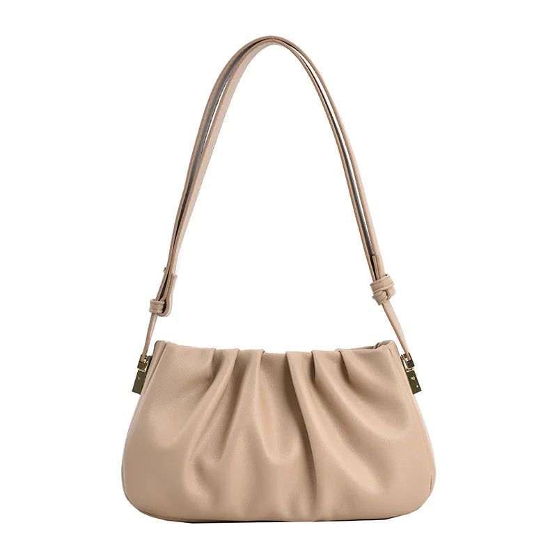 Pleated Women's Shoulder Bag Autumn Office Purse Handbags