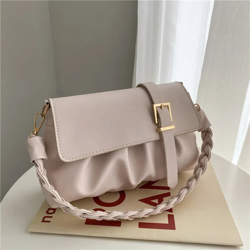 Pleated Small Square Bag Women Handbag Crossbody Shoulder Bag