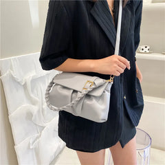 Pleated Small Square Bag Women Handbag Crossbody Shoulder Bag