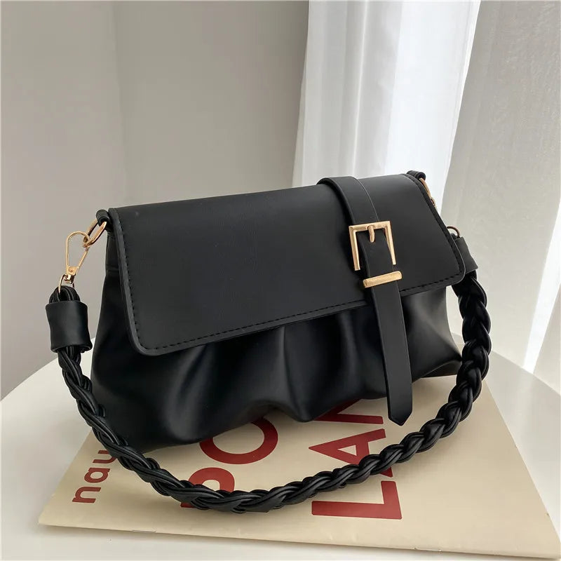 Pleated Small Square Bag Women Handbag Crossbody Shoulder Bag