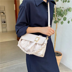 Pleated Small Square Bag Women Handbag Crossbody Shoulder Bag