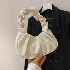 Pleated Handbags Women's Pu Leather Bags Shopping Casual Shoulder Armpit Bags