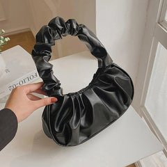 Pleated Handbags Women's Pu Leather Bags Shopping Casual Shoulder Armpit Bags