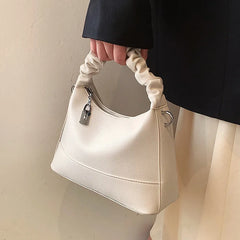 Pleated Handle Bag Bucket Crossbody Bags Women Pu Leather Shoulder Handbags