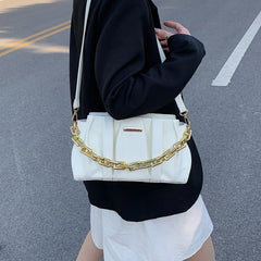 Pleated Acrylic Chains Cloud Women Hand Bags Ruched Shoulder Purses