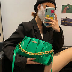 Pleated Acrylic Chains Cloud Women Hand Bags Ruched Shoulder Purses