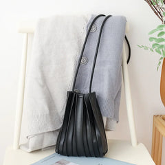 Pleated Leather Women's Crossbody Bag Small Phone Clutch Mini Messenger Handbag