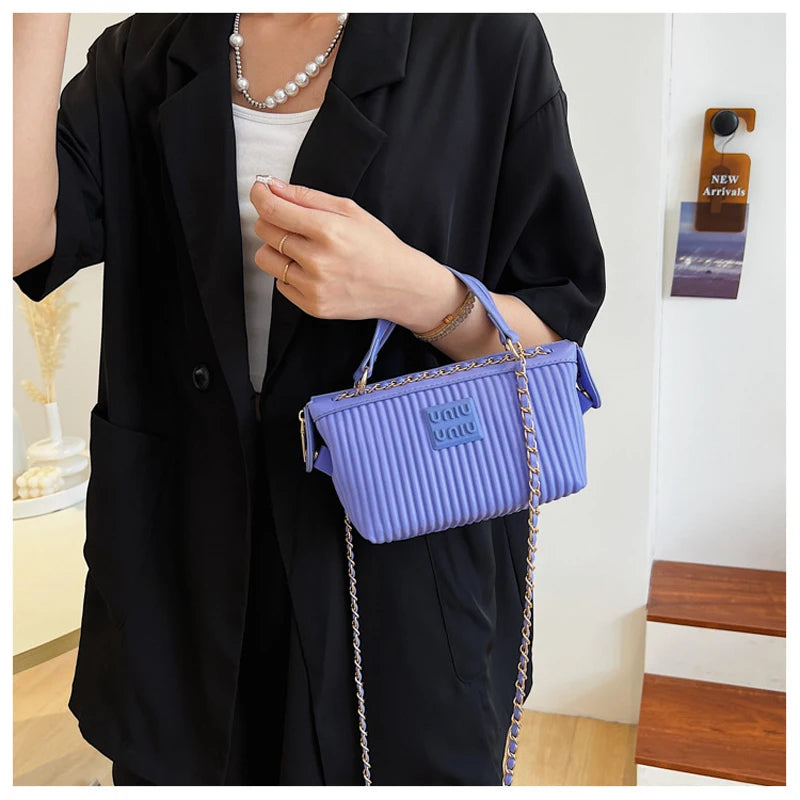 Pleated Chain Crossbody Handbag Women