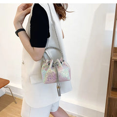 Pleated Pattern Bucket Shoulder Bags for Women