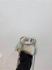 Pleated Pattern Bucket Shoulder Bags for Women