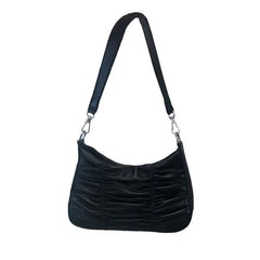 Pleated Shoulder Bags Women Solid Casual Underarm Streetwear Handbags Zipper