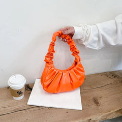 Pleated Shoulder Bag High-quality PU Leather Handbag for Women