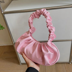 Pleated Shoulder Bag High-quality PU Leather Handbag for Women