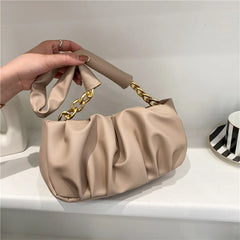 Pleated Shoulder Women's Bag Cloud Female High Handbags For Women Chain Bag