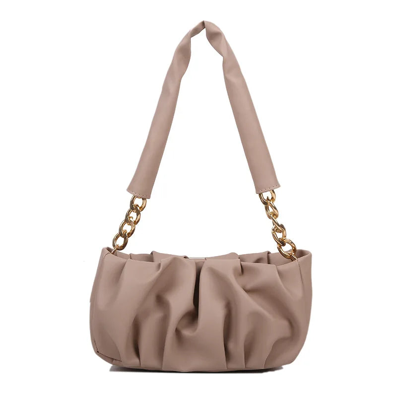 Pleated Shoulder Women's Bag Cloud Female High Handbags For Women Chain Bag