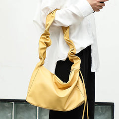 Pleated Women's Handbag Retro Solid Underarm Shoulder Bag