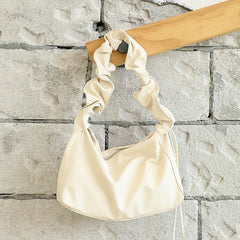 Pleated Women's Handbag Retro Solid Underarm Shoulder Bag