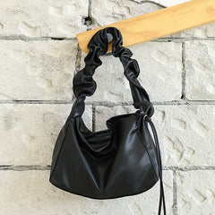 Pleated Women's Handbag Retro Solid Underarm Shoulder Bag