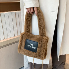 Plush Bag Winter One Shoulder Crossbody Bag Chain Portable Tote Bags
