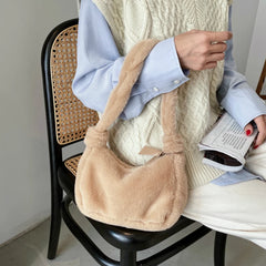 Soft Plush Shoulder Bag for Women Winter Solid Female Underarm Hairy