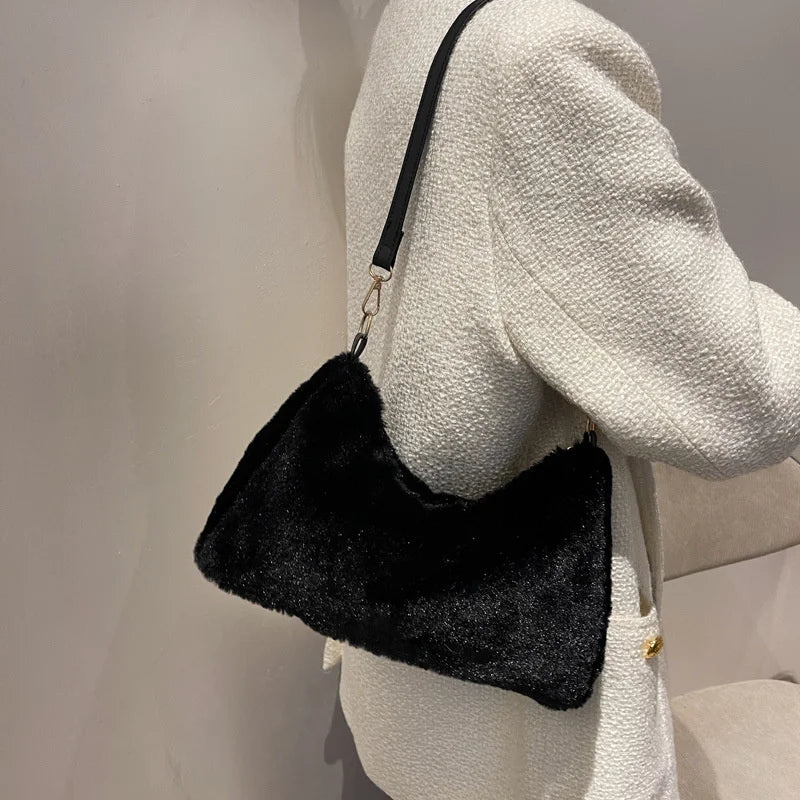 Plush Bag Women's Large Capacity One Shoulder Handbag Crossbody Bag