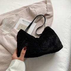Plush Bag Women's Large Capacity One Shoulder Handbag Crossbody Bag