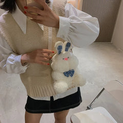 Women Rabbit Shoulder Bag Crossbody Faux Fur Messenger Party Clutches