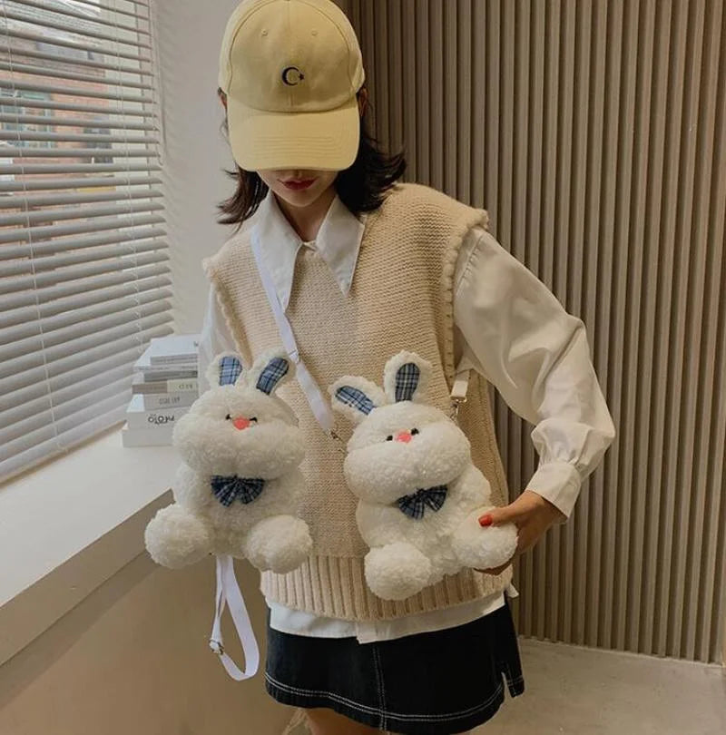 Women Rabbit Shoulder Bag Crossbody Faux Fur Messenger Party Clutches