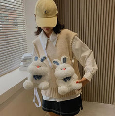 Women Rabbit Shoulder Bag Crossbody Faux Fur Messenger Party Clutches