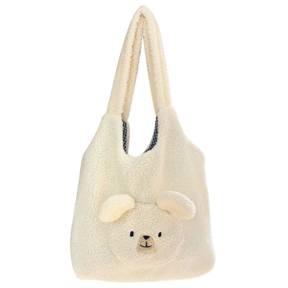 Plush Commute Bag Autumn Winter Female Large Capacity Soft Shoulder