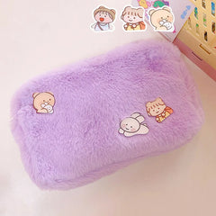 Plush Cosmetic Bag Korea Student School Pencil Case Girls Large Capacity