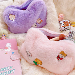 Plush Cosmetic Bag Korea Student School Pencil Case Girls Large Capacity