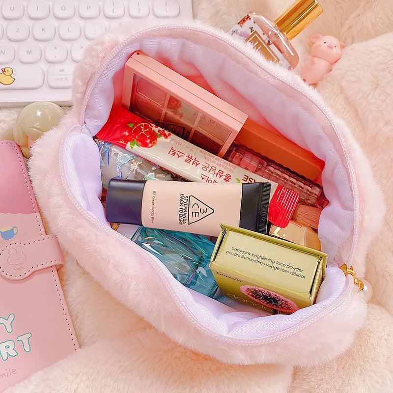 Plush Cosmetic Bag Korea Student School Pencil Case Girls Large Capacity