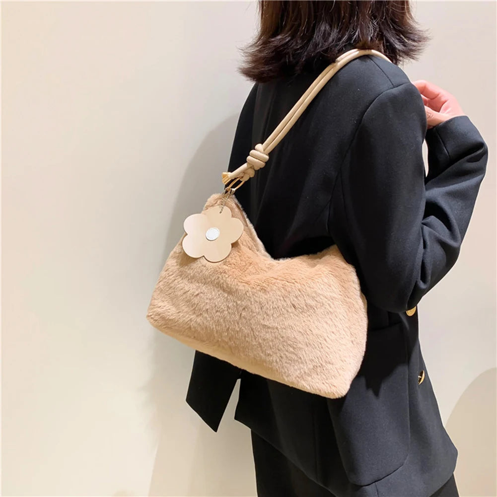 Soft Crossbody Bag for Women with Flower Pendant