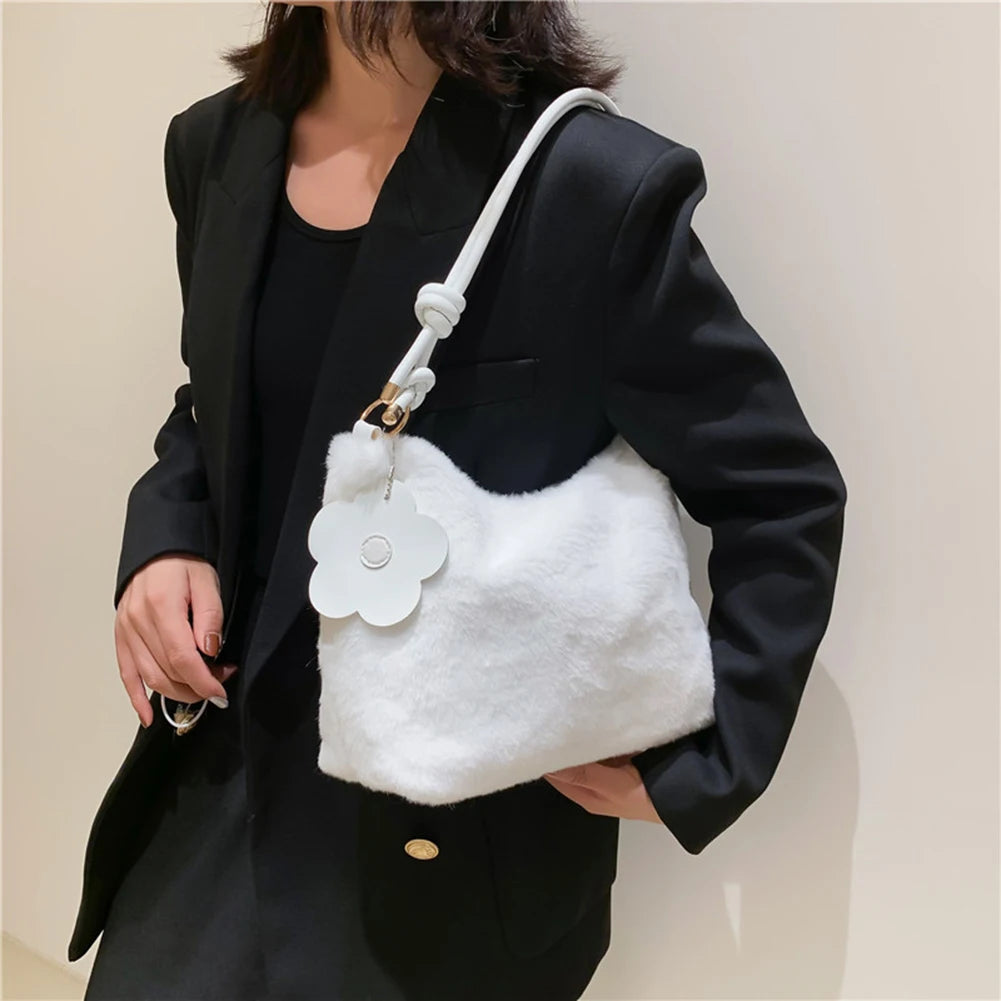 Soft Crossbody Bag for Women with Flower Pendant
