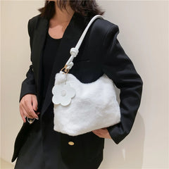 Soft Crossbody Bag for Women with Flower Pendant